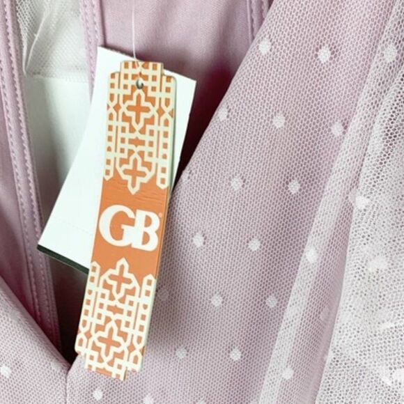 Gianni Bini Tulle Overlay Dress ~ Plunge V-Neck ~ Ruffle Trim ~ Open Back ~ NEW - Picture 6 of 6